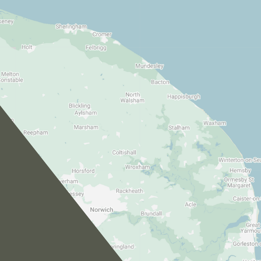 Map of Norfolk showing areas serviced by Norfolk Energy & Property Assessments