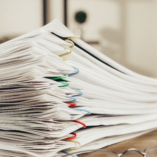 Neat pile of papers